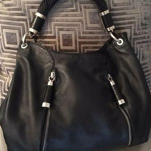 Michael Kors Tonne Black Leather Hobo Satchel Bag